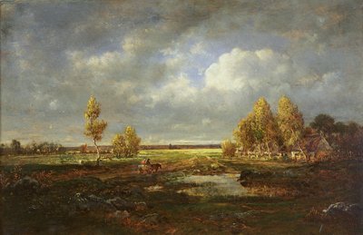 Der Teich nahe der Straße, Bauernhof in Le Berry, ca. 1845-48 von Pierre Etienne Theodore Rousseau